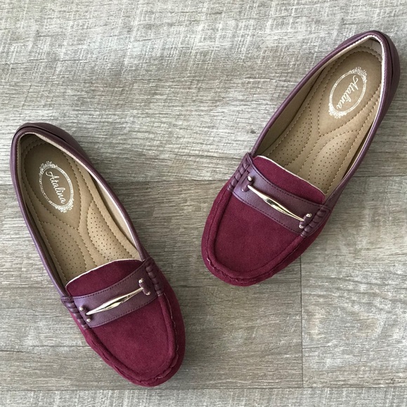 Italina Wine Suede Moccasin Slip On Comfort Loafer - Picture 6 of 8